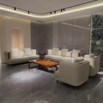 Light Beige Leather Sofa Set with Diamond Quilted Craftsmanship, Natural Wood Veneer & Gold-Tipped Stainless Steel Wooden Legs